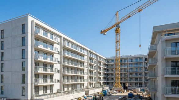 Budowa nowoczesnych bloków wielorodzinnych dla deweloperów z wykorzystaniem wysokiej jakości betonu architektonicznego.